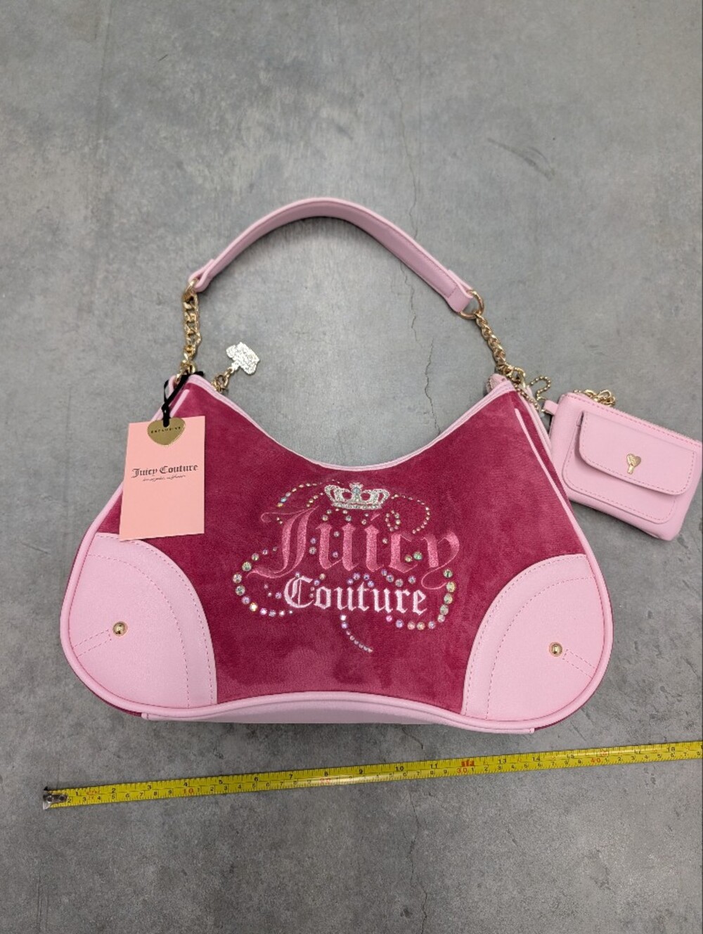 Juicy Couture Pink Velour Logo Hobo Bag